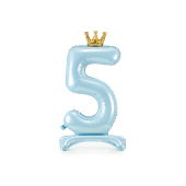 Standing foil balloon Number ''5'' , 84 cm,  sky-blue