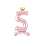 Standing foil balloon Number ''5'' , 84 cm,  light pink