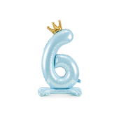 Standing foil balloon Number '' 6 '' , 84 cm,  sky-blue