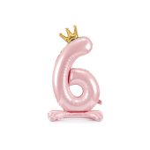 Standing foil balloon Number ''6'' , 84 cm,  light pink