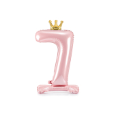 Standing foil balloon Number ''7'' , 84 cm,  light pink