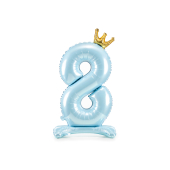 Standing foil balloon Number ''8'' , 84 cm,  sky-blue