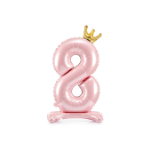Standing foil balloon Number ''8'' , 84 cm,  light pink