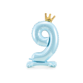 Standing foil balloon Number ''9'' , 84 cm,  sky-blue