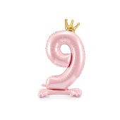 Standing foil balloon Number ''9'' , 84 cm,  light pink