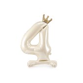 Standing foil balloon number ''4'', 84 cm, light cream