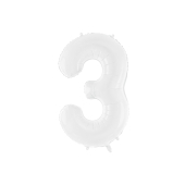 Foil ballon Number ''3'', 86 cm, white
