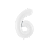 Foil ballon Number ''6'', 86 cm, white