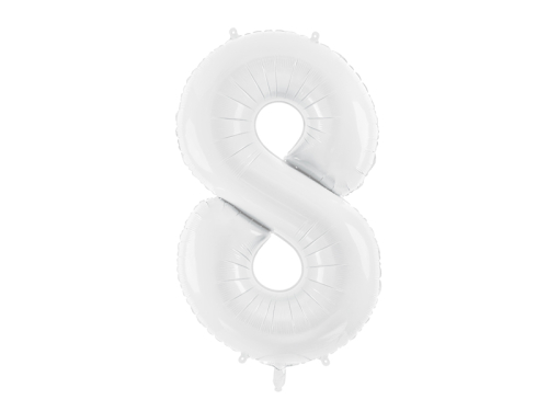 Foil ballon Number ''8'', 86 cm, white