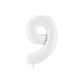 Foil ballon Number ''9'', 86 cm, white