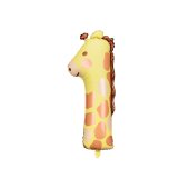 Foil balloon Number 1 - Giraffe, 42x90 cm, mix