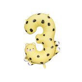 Foil balloon Number 3 - Cheetah, 68x98 cm, mix