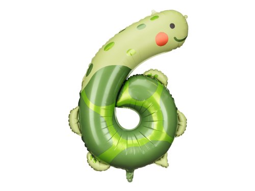 Foil balloon Number 6 - Turtle, 75x96 cm, mix