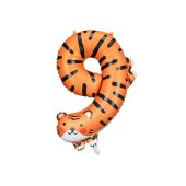 Foil balloon Number 9 - Tiger, 64x87 cm, mix