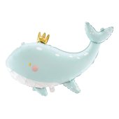 Foil balloon Whale, 93x60 cm, sky-blue