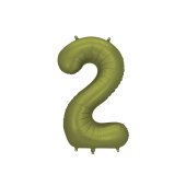 Foil Balloon Number ''2'', 86cm, olive