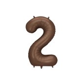 Foil balloon Number ''2'', 86 cm, mocha.