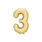 Foil balloon Number ''3'', 86 cm, gold.