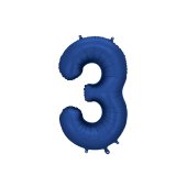 Foil Balloon Number ''3'', 86cm, navy blue