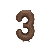 Foil balloon Number ''3'', 86 cm, mocha.
