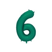 Foil Balloon Number ''6'', 86cm, Bottle Green