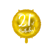 Foil Balloon 21st Birthday, gold, 45cm