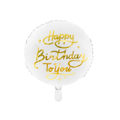 Foil balloon Happy Birthday To You, 35cm, white