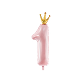 Foil Balloon Number ''1'', 37x100cm, light pink