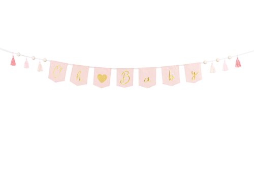 Banner Oh baby with tassels, light pink, 2.5 m