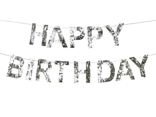 Happy Birthday Banner, 2.2m, silver