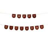 Felt Banner Happy Birthday Boy, Brown, 3m