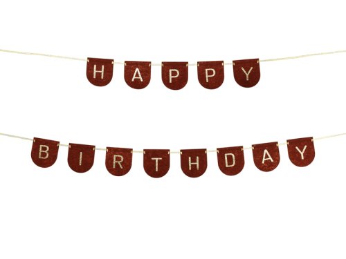Felt Banner Happy Birthday Boy, Brown, 3m