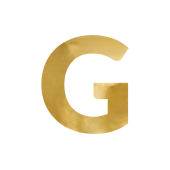 Mirror letter ''G'', gold, 54x61 cm