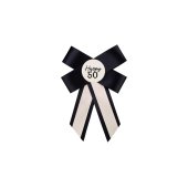 Rosette for 50th birthday, cream-black, 11x17 cm