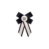 Rosette for 60th birthday, cream-black, 11x17 cm