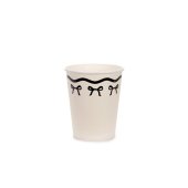 Paper cups with bows, cream-black, 220 ml (1 pkt / 6 pc.)