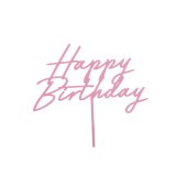 Acrylic cake topper ''Happy Birthday'', light pink, 16.5 cm