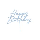 Acrylic cake topper ''Happy Birthday'', misty blue, 16.5 cm