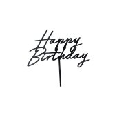 Acrylic cake topper ''Happy Birthday'', black, 16.5 cm