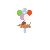 Cake topper Dachshund, 9x17 cm, mix