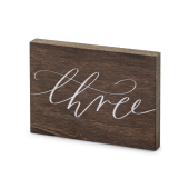 Wooden table number, ''Three'', 2x18x12.5 cm