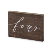 Wooden table number, ''Four'', 2x18x12.5 cm