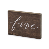 Wooden table number, ''Five'', 2x18x12.5 cm