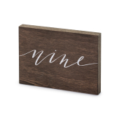 Wooden table number, ''Nine'', 2x18x12.5 cm