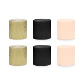 Crepe 5cm/10m, set of 6, black-gold mix (1 pkt / 6 pc.)