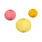 Set of paper lanterns, orange, pink, yellow (1 pkt / 3 pc.)