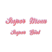 Iron on patches Supermom, mix, 14x3.5-19.5x5 cm (1 pkt / 2 pc.)