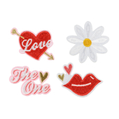 Iron on patches Love, mix,  5.5-6.5x3.5-4.5cm (1 pkt / 4 pc.)