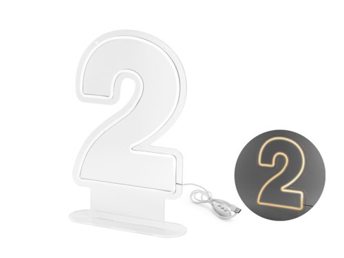 Neon LED - Digit '2', white, 50cm