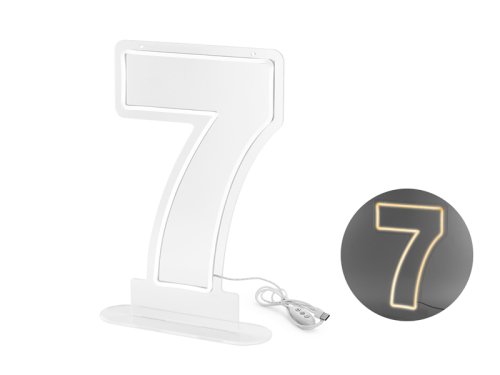 Neon LED - Digit '7', white, 50cm